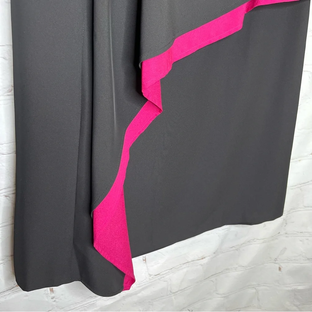 DKNY Asymmetrical Ruffle Color Block Midi Skirt Size 2